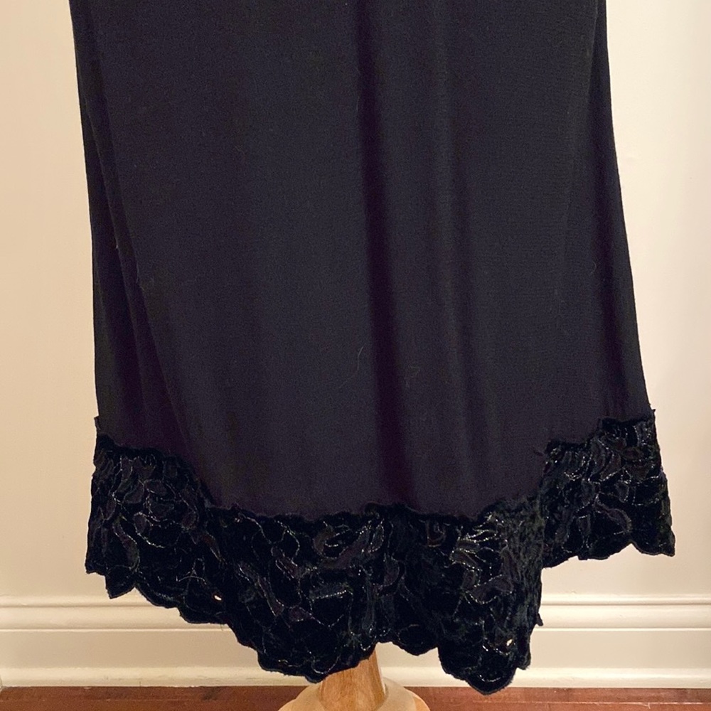 J. Jill Black Floral SZ 4 Velvet Trim Whimsigoth Romantic Bohemian Party Dress - Picture 3 of 11